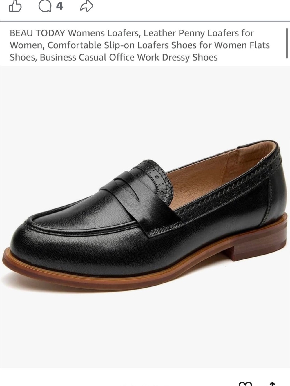 New Women's Black Leather Slip-On Penny Loafers